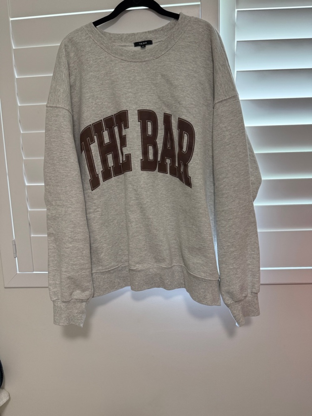 THE BAR Light Grey Crewneck Sweatshirt with Brown Letters-NWOT